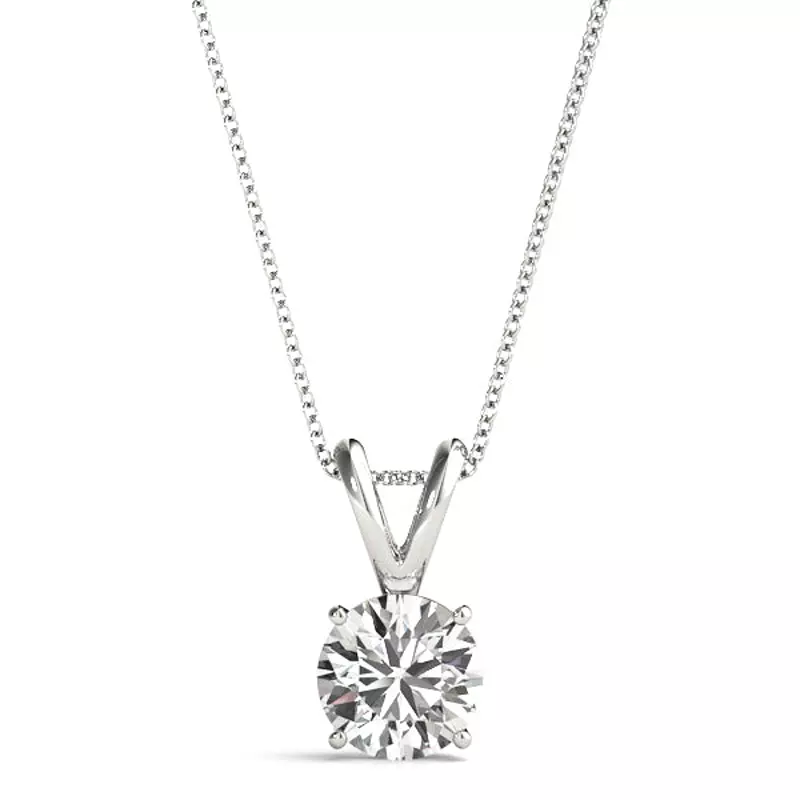 14K White Gold Round Lab Diamond Solitaire Pendant with Split Bail (1/2 ct. tw.)
